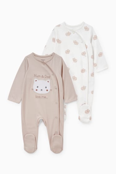 Babies - Multipack of 2 - baby sleepsuit - beige