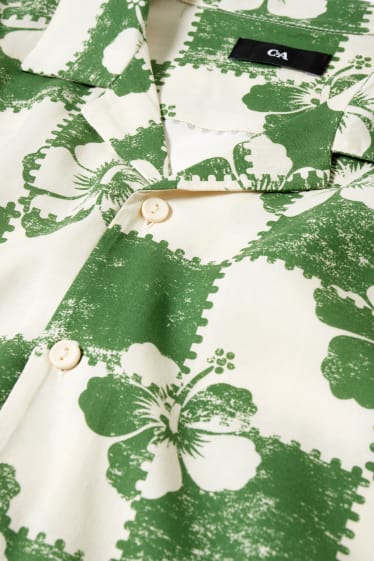 Hombre - Camisa - regular fit - cuello solapa - blanco / verde