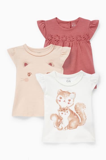 Baby Mädchen - Multipack 3er - Baby-Kurzarmshirt - schneeweiss