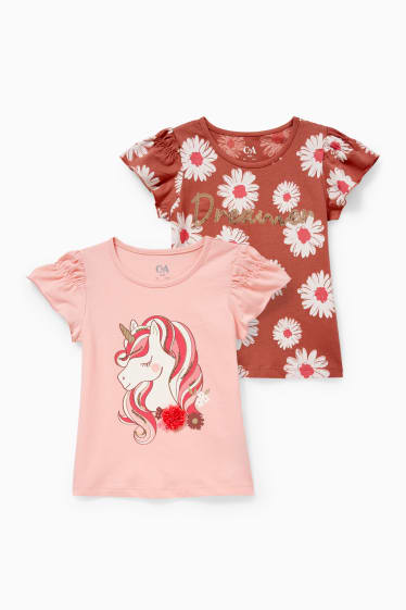 Enfants filles - Lot de 2 - T-shirts - rose