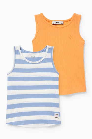 Enfants filles - Lot de 2 - tops - bleu / blanc