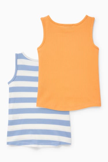 Enfants filles - Lot de 2 - tops - bleu / blanc