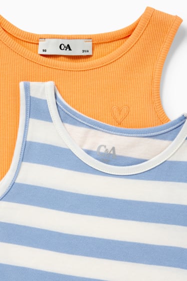 Enfants filles - Lot de 2 - tops - bleu / blanc