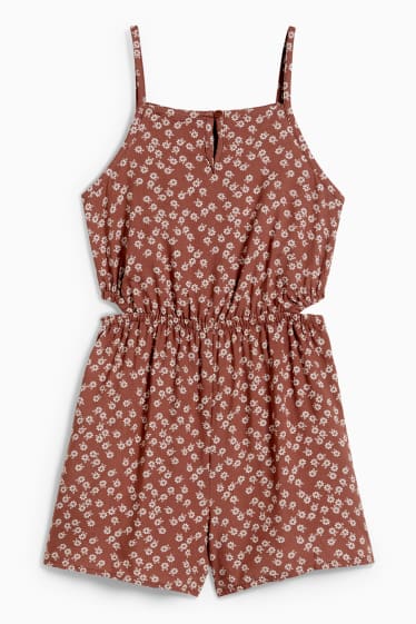 Enfants filles - Combinaison - à fleurs - marron