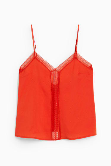 Damen - Pyjama-Top - dunkelorange