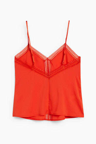 Damen - Pyjama-Top - dunkelorange