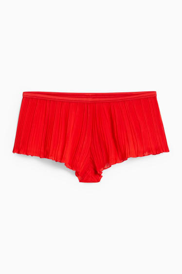 Damen - Boxershorts - plissiert - rot