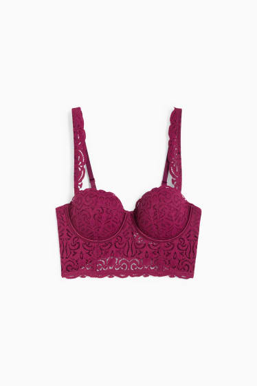 Women - Underwire bra - BALCONETTE - padded - purple