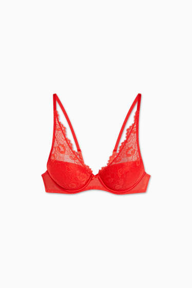 Femmes - Soutien-gorge avec armatures - DEMI - ampliforme - rouge