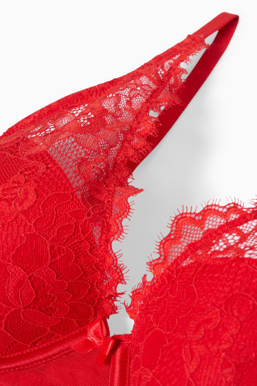 Femmes - Soutien-gorge avec armatures - DEMI - ampliforme - rouge