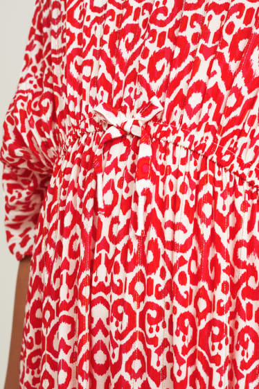 Kinderen: meisjes - Jurk - met patroon - rood / crème wit