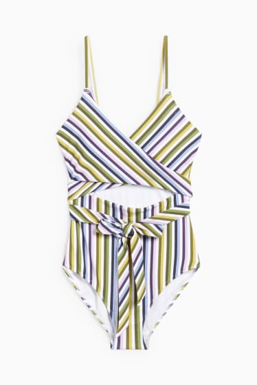 Femei - Costum de baie - vătuit - LYCRA® XTRA LIFE™ - cu dungi - verde