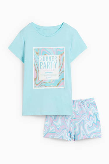 Children Girls - Short pyjamas - 2 piece - light turquoise