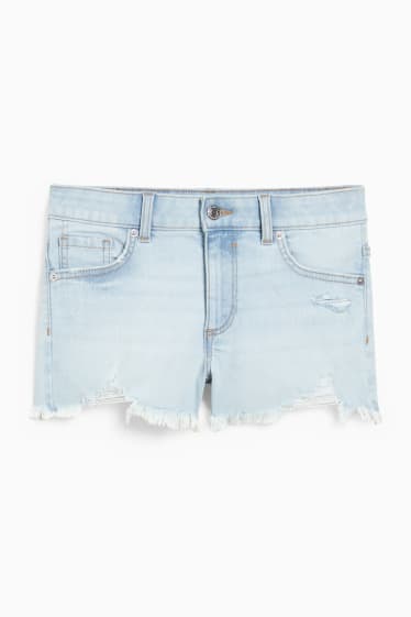 Teens & young adults - CLOCKHOUSE - denim shorts - low-rise waist - denim-light blue