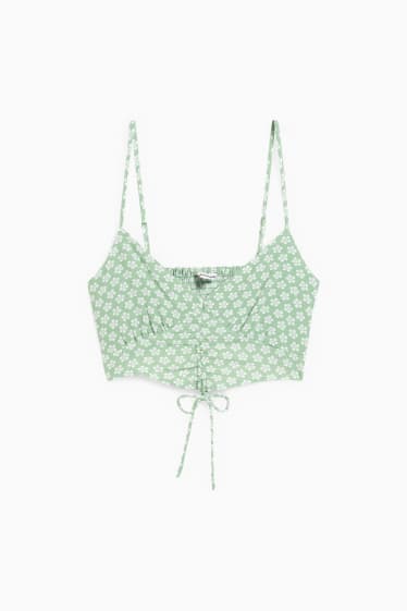Damen - Crop Top - geblümt - grün