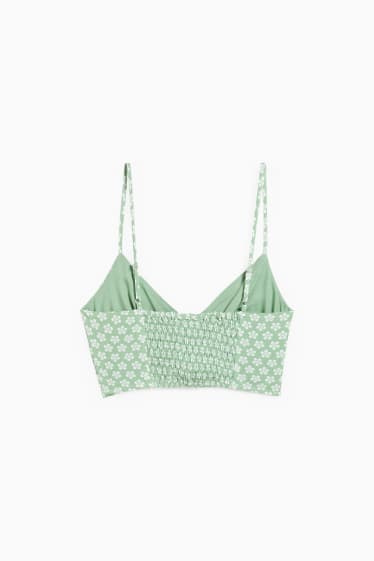 Damen - Crop Top - geblümt - grün
