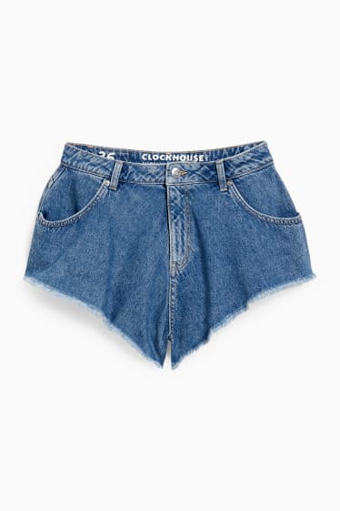 Tieners & jongvolwassenen - CLOCKHOUSE - korte spijkerbroek - high waist - jeansblauw