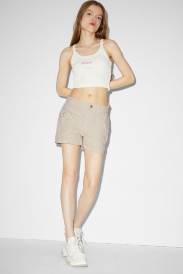 Dames - CLOCKHOUSE - cargoshort - low waist - licht beige