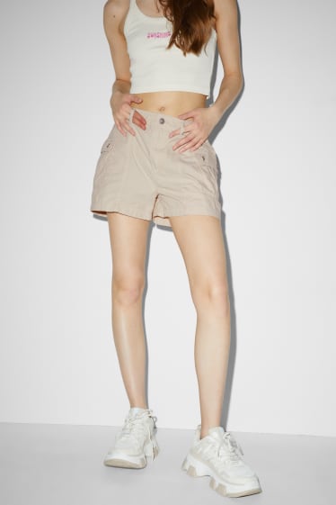 Dames - CLOCKHOUSE - cargoshort - low waist - licht beige