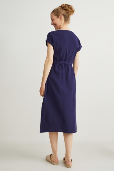 Dames - Voedingsblousejurk - donkerblauw