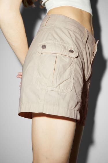 Dames - CLOCKHOUSE - cargoshort - low waist - licht beige