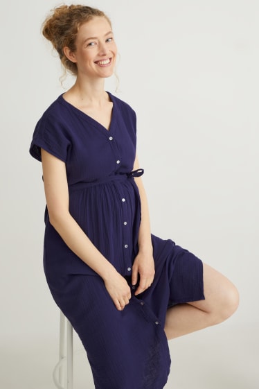 Dona - Vestit camiser de maternitat - blau fosc