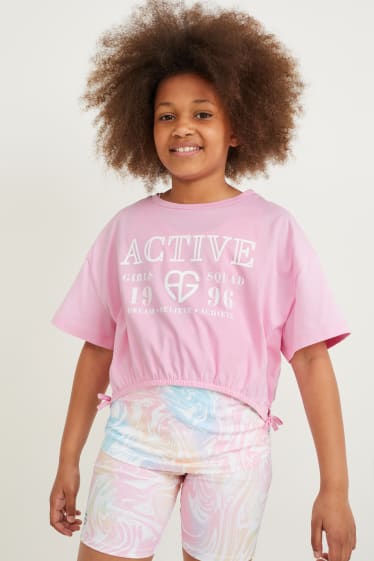 Dzieci - Komplet - koszulka z krótkim rękawem i top - 2 części - jasnoróżowy