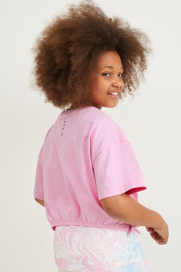 Kinder - Set - Kurzarmshirt und Top - 2 teilig - rosa