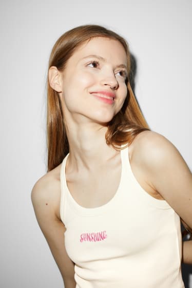 Damen - CLOCKHOUSE - Crop Top - cremeweiss