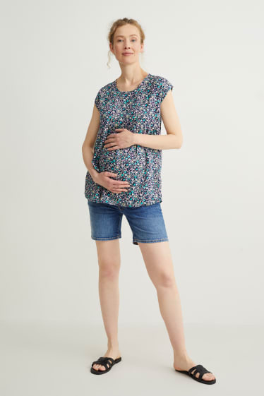 Dames - Zwangerschapsspijkerbroek - korte spijkerbroek - LYCRA® - jeansblauw