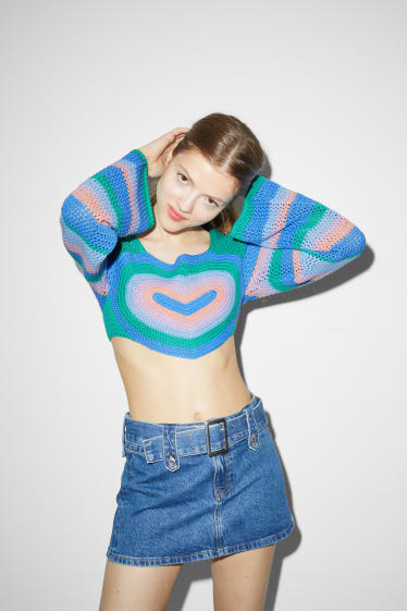 Damen - Crop Pullover - grün