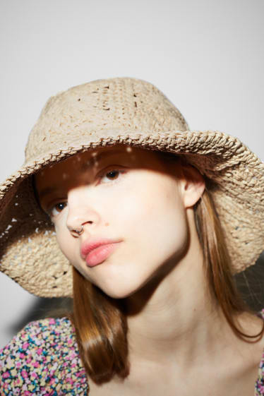 Femmes - CLOCKHOUSE - chapeau de paille - beige