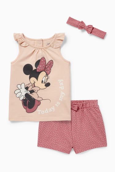 Baby: meisjes - Minnie Mouse - baby-outfit - 3-delig - roze