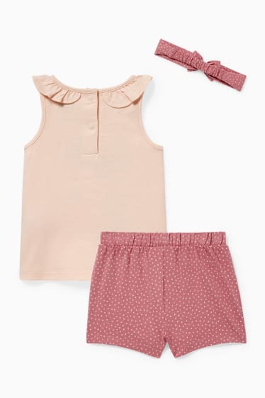 Baby: meisjes - Minnie Mouse - baby-outfit - 3-delig - roze