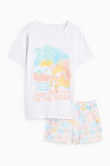 Kinderen: meisjes - Shortama - 2-delig - wit