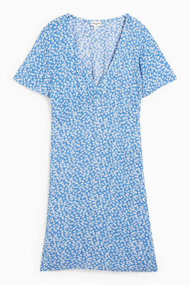 Femmes - CLOCKHOUSE - robe de coupe évasée - à fleurs - bleu / blanc