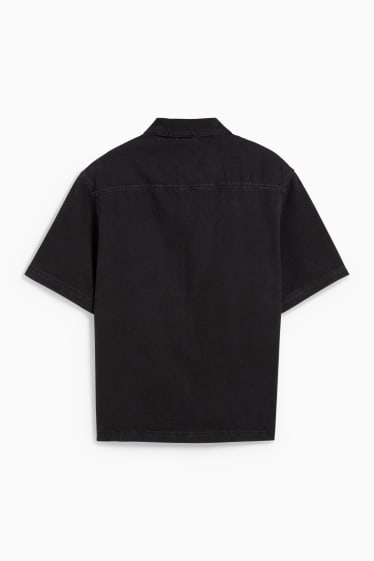 Heren - Overhemd van spijkerstof - kent - zwart