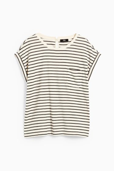 Femmes - T-shirt - à rayures - bleu foncé