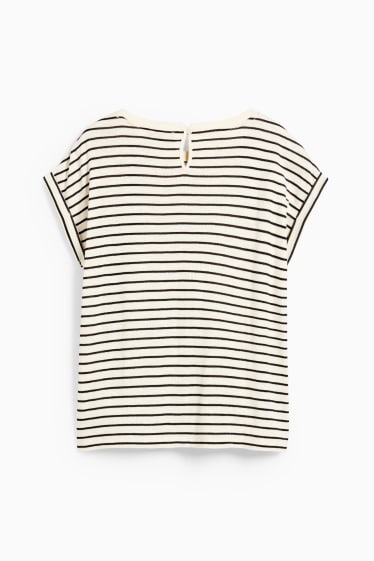 Femmes - T-shirt - à rayures - bleu foncé