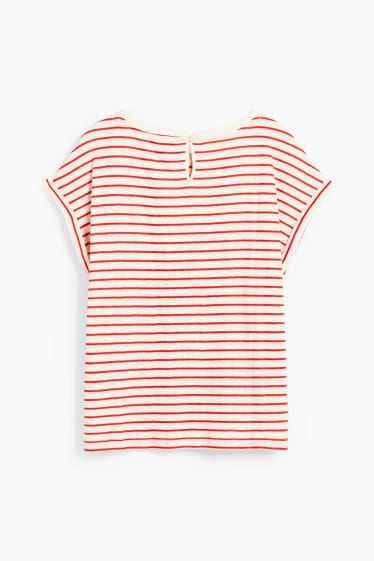 Donna - T-shirt - a righe - rosso