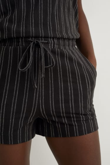 Damen - Shorts - gestreift - schwarz