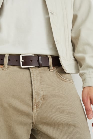 Hommes - Ceinture en cuir - marron foncé