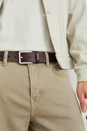 Men - Leather belt - dark brown