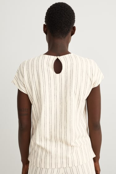 Femmes - T-shirt - à rayures - blanc crème