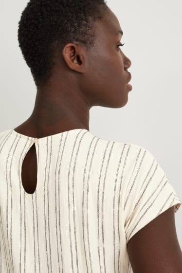 Femmes - T-shirt - à rayures - blanc crème