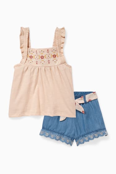 Baby: meisjes - Babyoutfit - 2-delig - roze