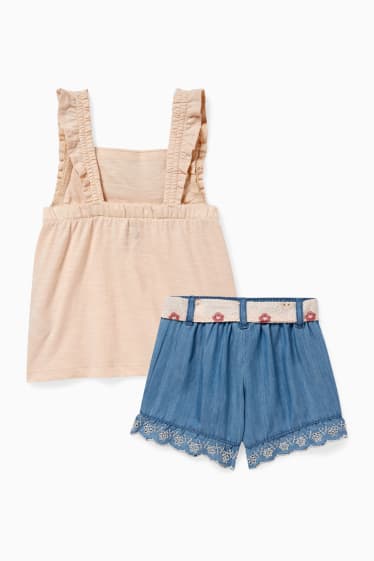 Baby: meisjes - Babyoutfit - 2-delig - roze