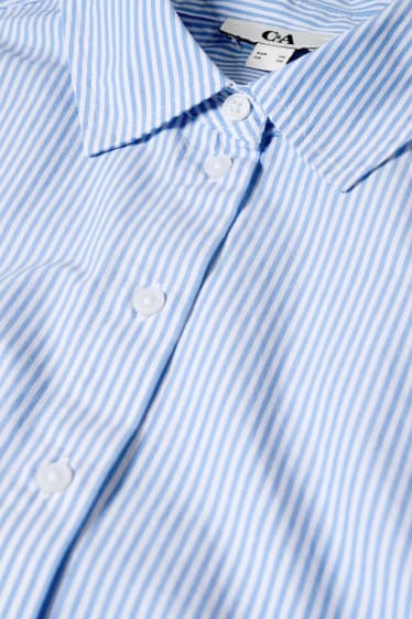 Damen - Bluse - gestreift - weiß / hellblau