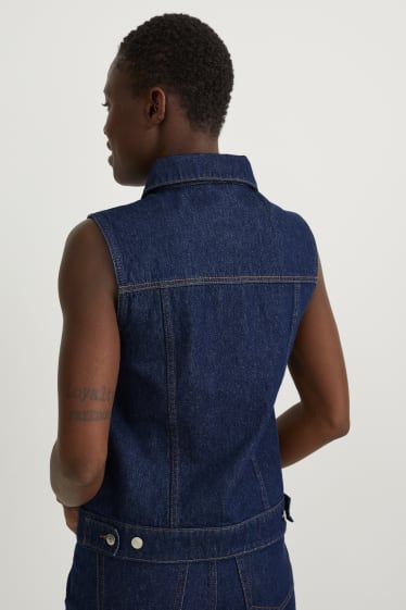 Dames - Denim gilet - jeansdonkerblauw