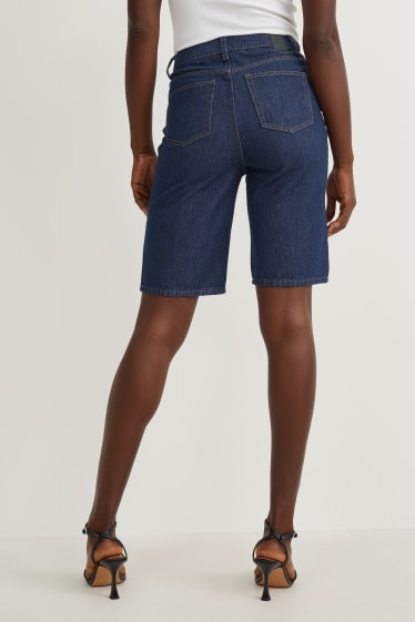 Damen - Jeans-Bermudas - High Waist - dunkeljeansblau